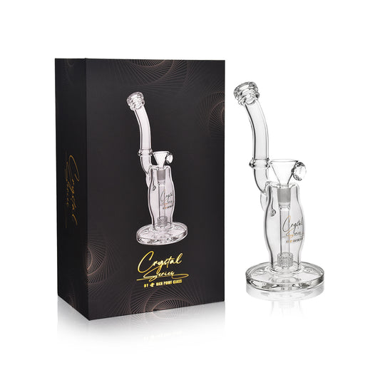 Crystal Series By HPG - 13"Curvy Low Profile Down Stem Matrix Perc Water Pipe